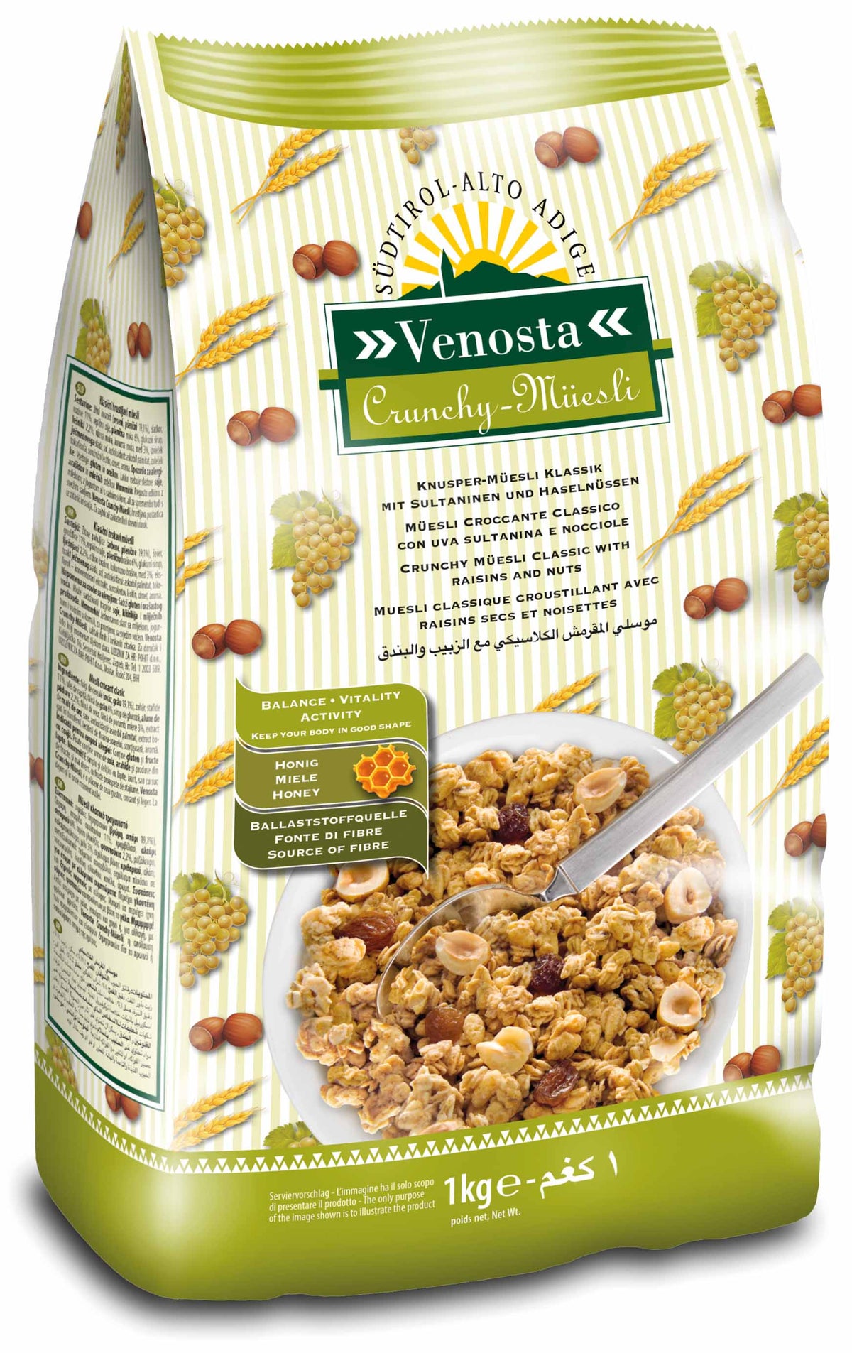 Knusper Müsli mit Sultaninen und Haselnüssen Venosta 1kg 1